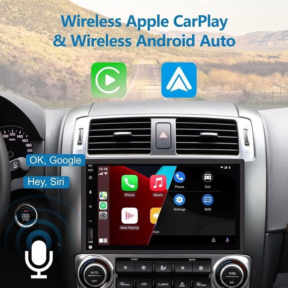 Double din Car Stereo, Wireless Carplay/Android Auto, 7 inch w/Rear Camera- NOB - Picture 11 of 16